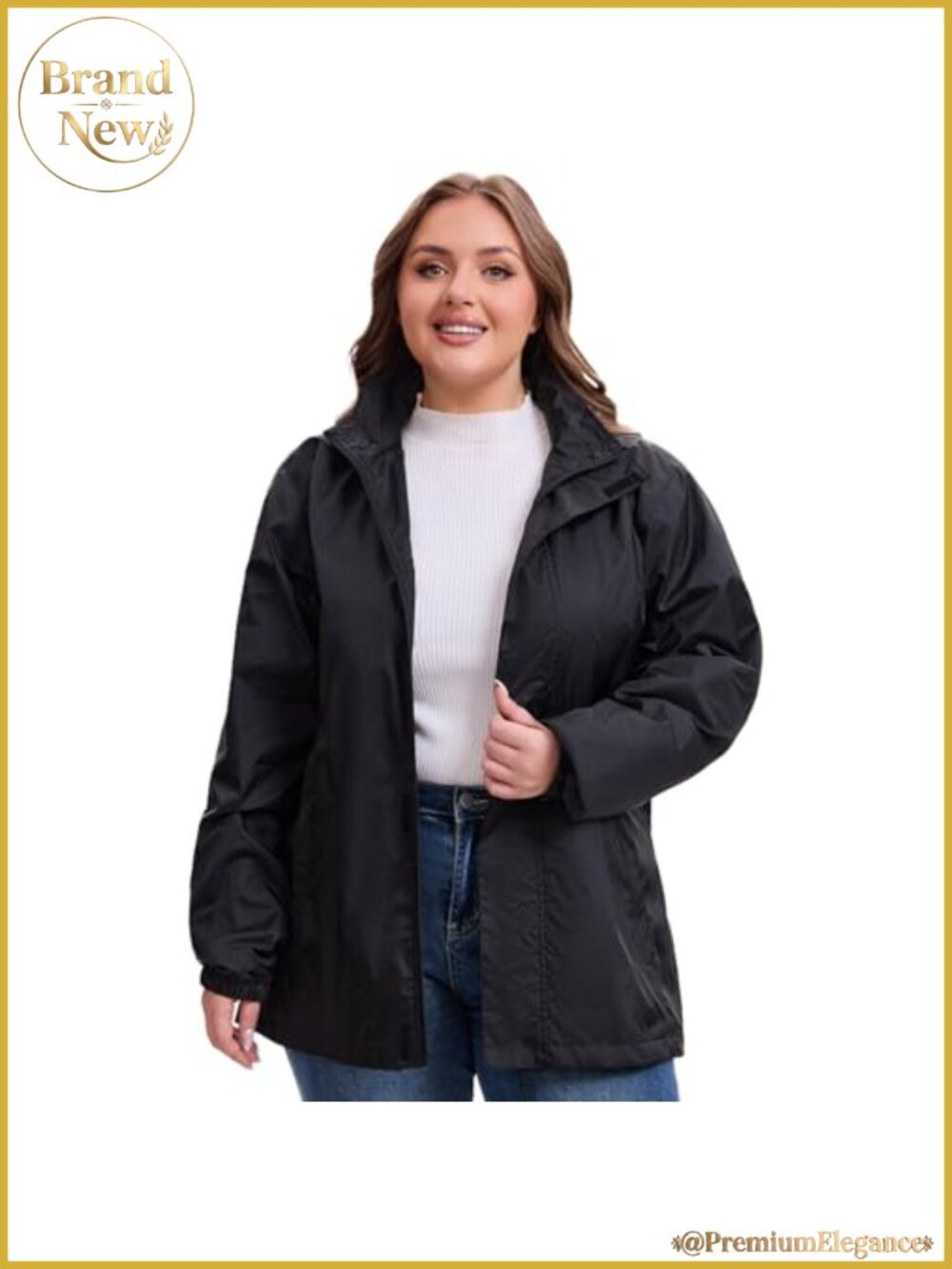 Plus Size Women's Rain Jacket Waterproof Windbreaker with Hood 1X-5X